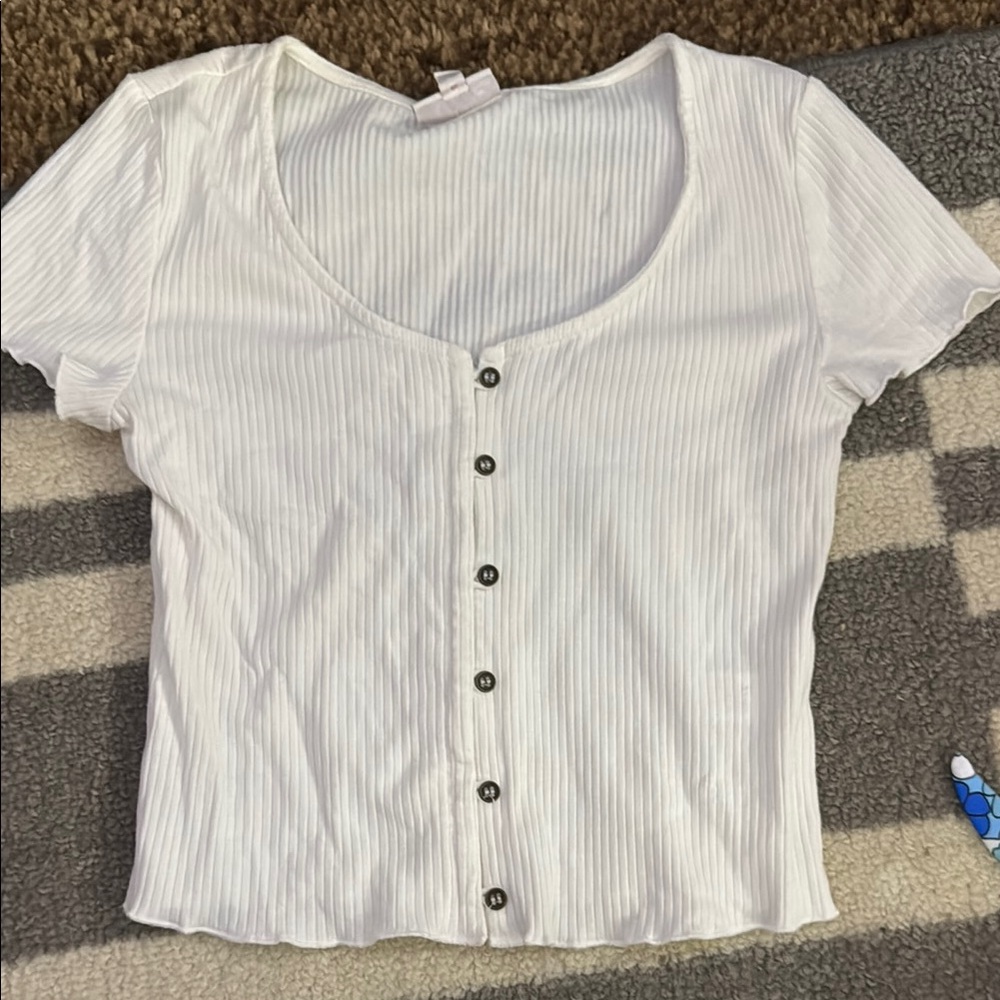 SO Cream Ribbed Fitted Crop Top